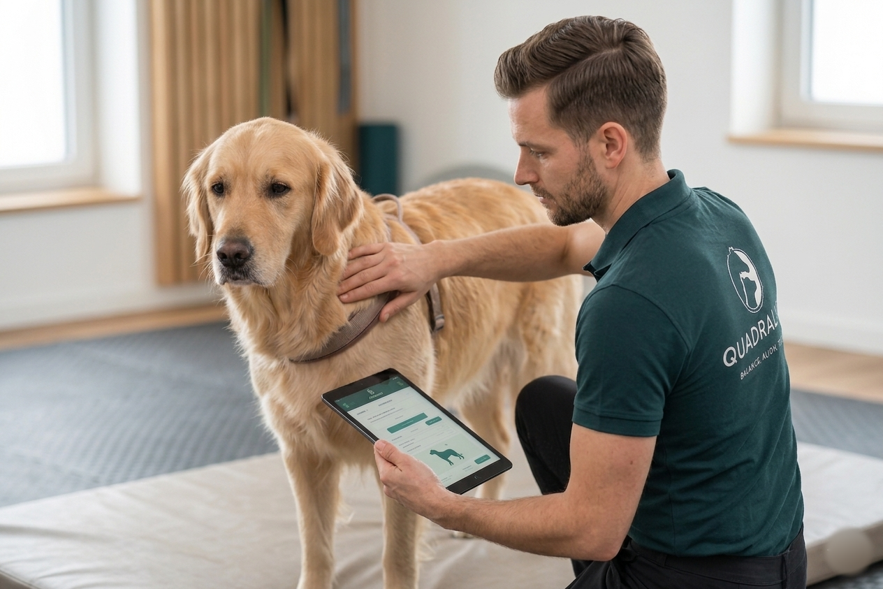 Tierphysiotherapeutin mit Hund — Quadralign in der Praxis